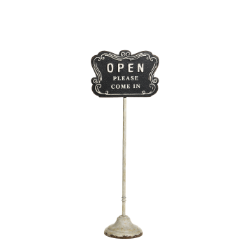 Skilt "open/closed" på fod
