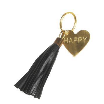 Nøglering i læder Happy
