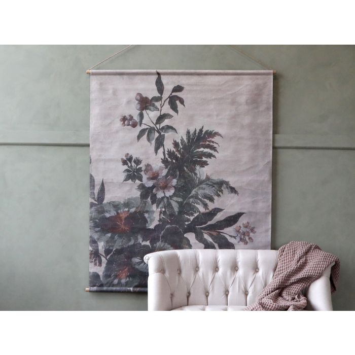 Lærred til ophæng m. blomsterprint