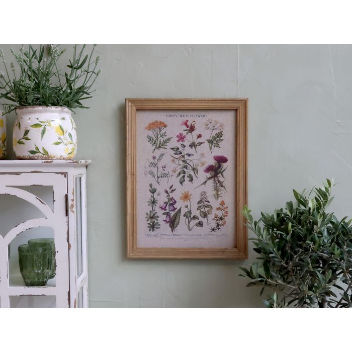 Billede m. vilde blomster og naturramme