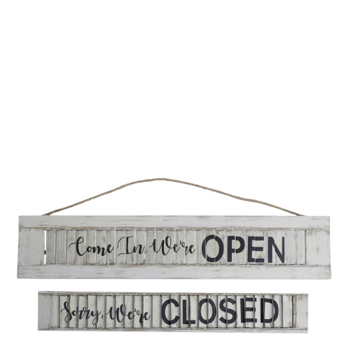 Skilt til ophæng "open/close"