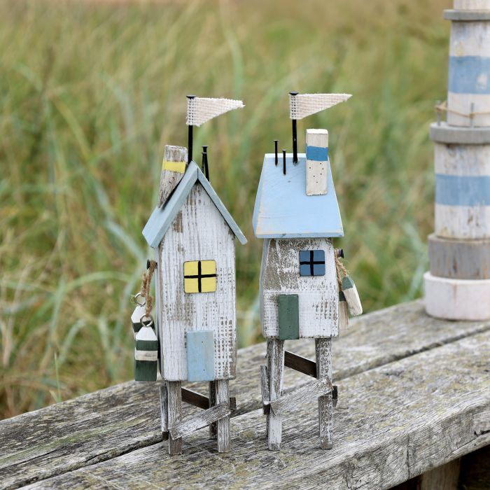 Strandhus m. flag sæt af 2