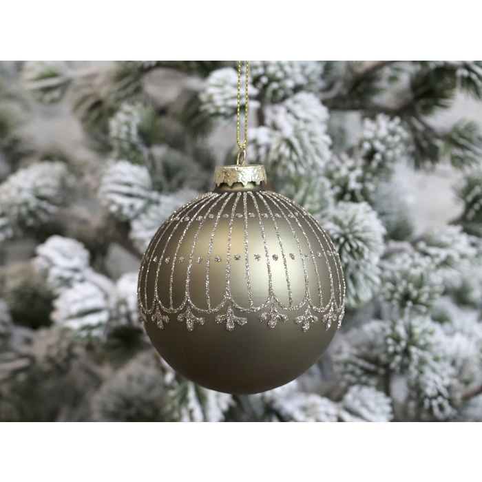 Weihnachtskugel m. Glitzer Muster