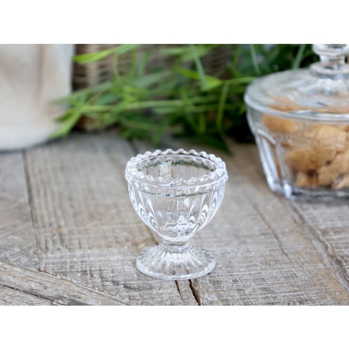 Eierbecher m. Perlenkante Glas 