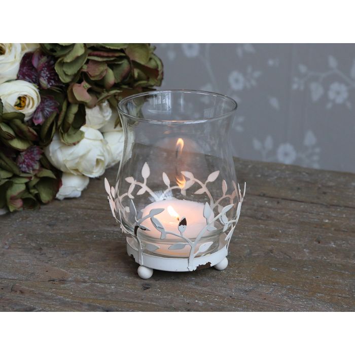 French Tealight holder w. leaf decor