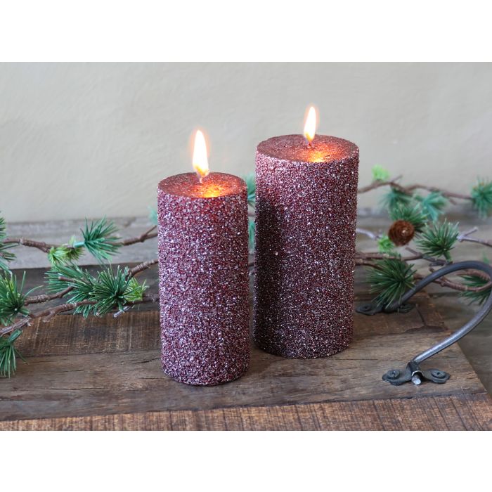Bougie pilier rustique a. paillettes