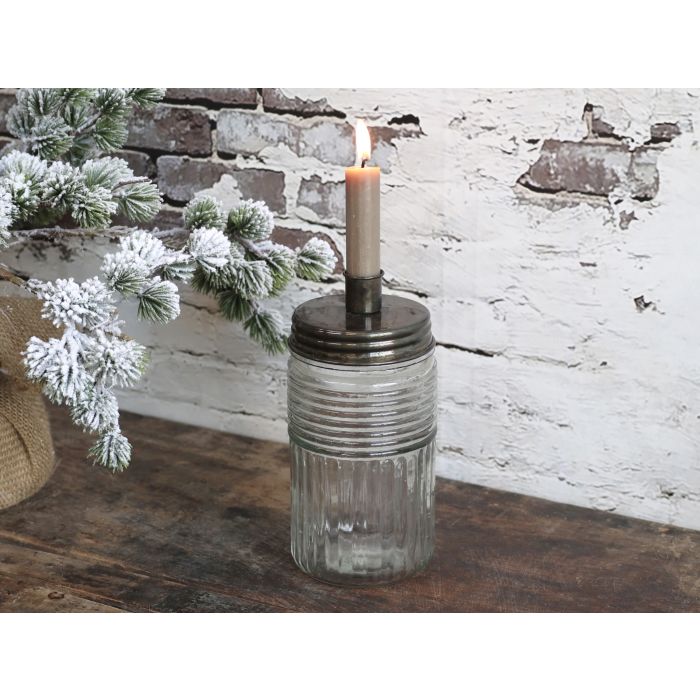 Candlestick w. glass jar