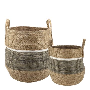 Basket w. stripes set of 2
