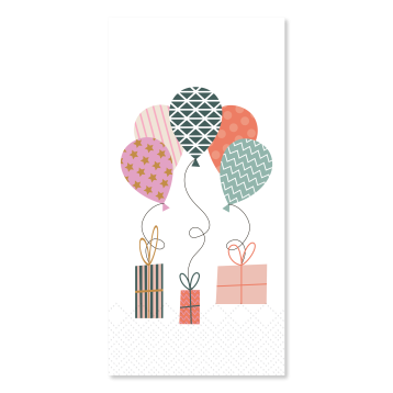 Serviette avec des ballons et des cadeaux