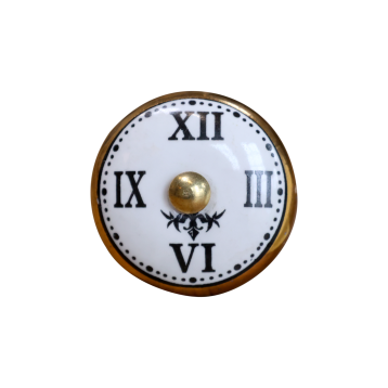 Knob w. clock motif