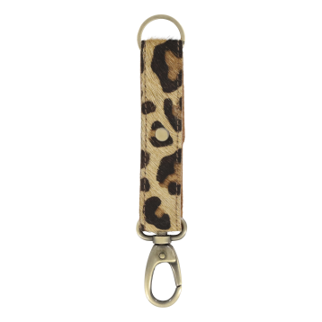 Keychain in leather w. leopard print