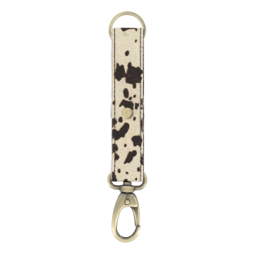 Keychain in leather w. cow print
