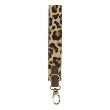 Keychain in leather w. leopard print