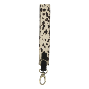 Keychain in leather w. cow print