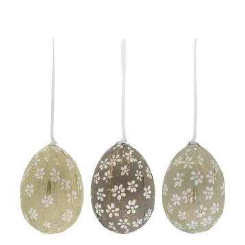 Easter Egg w. flowers set of 3