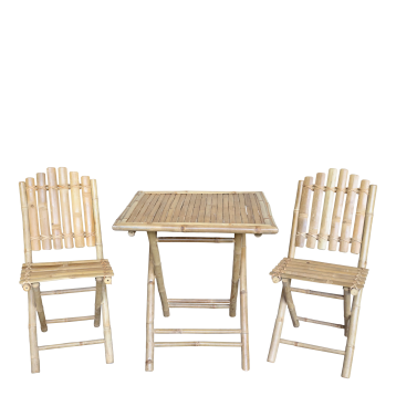 Lyon Ensemble de Jardin a. 2 chaises et 1 table bambou