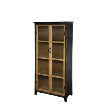 Vitrineskab m. 4 hylder og rillede glaslåger