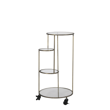 Bord m. glasplader på hjul