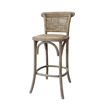 French Bar stool w. wicker seat & backrest