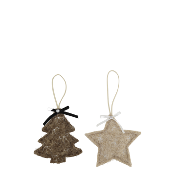 Crochets de suspension en feutrine avec un sapin de Noël et une étoile set de 2