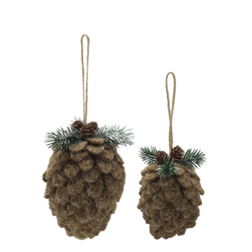 Crochets de suspension en feutrine avec pommes de pin set de 2
