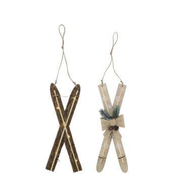 Ski m. LED og sløjfe sæt af 2