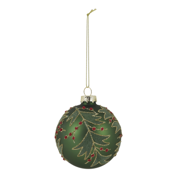 Julekugle m. blade og bær