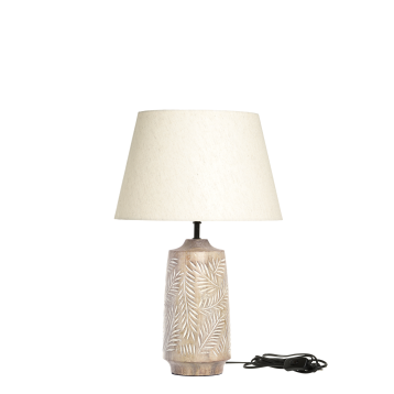 Table Lamp w. wooden base & linen lamp shade