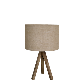 Table Lamp w. wooden base & linen lamp shade