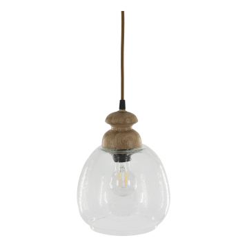 Lampe avec cache-douille en bois