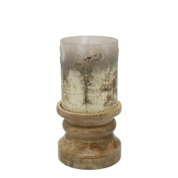 Lysestage m. dekor af tørrede blomster