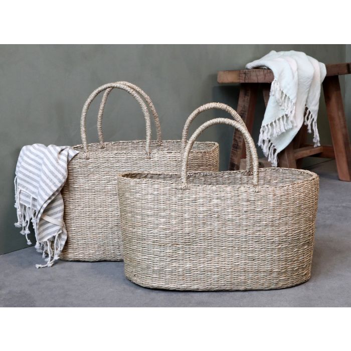 Wicker Beach bag Seagrass set of 2