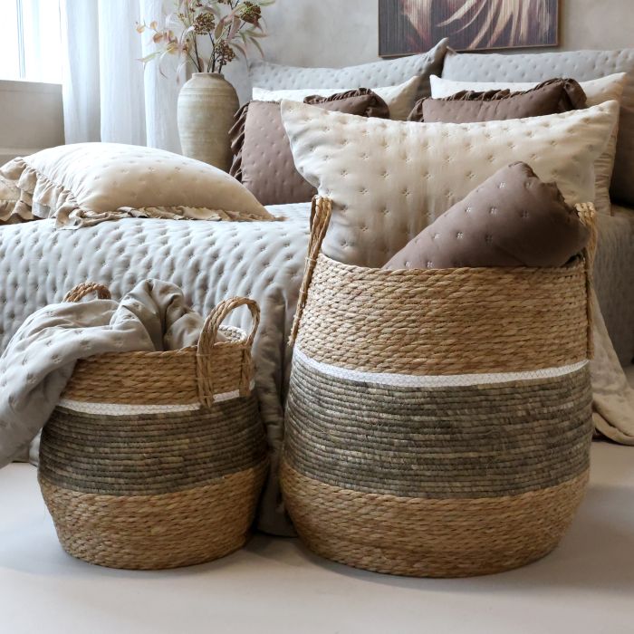 Basket w. stripes set of 2