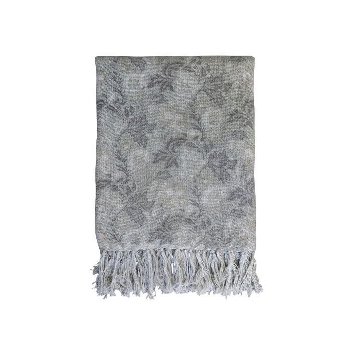 Plaid m. fransk blomster print