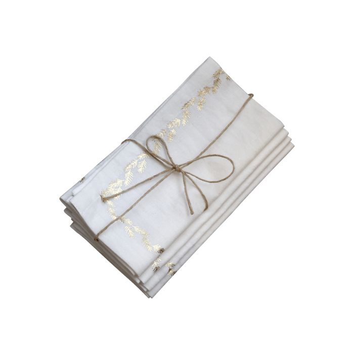 Stofserviet m. guldprint sæt af 4