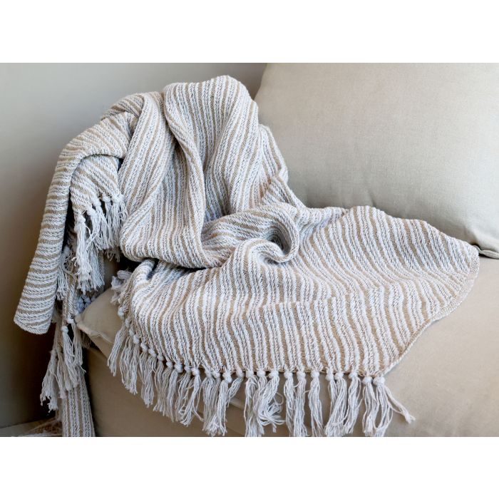 Aix Plaid af overskudsgarn m. striber