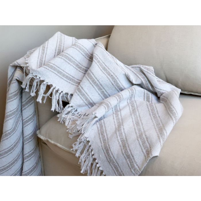 Plaid af overskudsgarn m. olmer strib