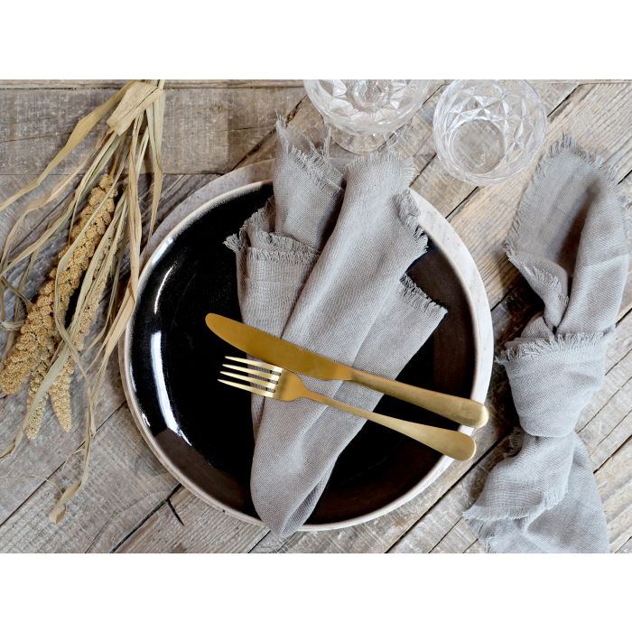 Stoffserviette m. Fransenkante Set von 4