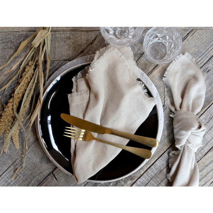 Stoffserviette m. Fransenkante Set von 4