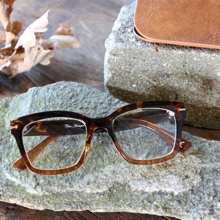 Lunettes de lecture avec décor d'or avec étui