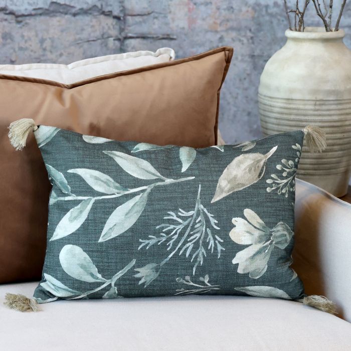 Aix Taie d’oreiller avec balais et motif feuille