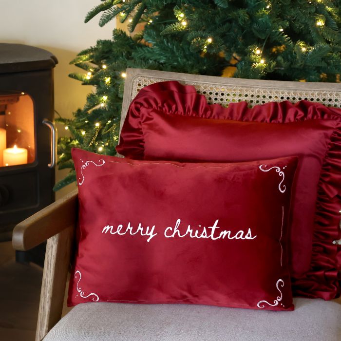 Aix Pudebetræk m. Merry Christmas-broderi