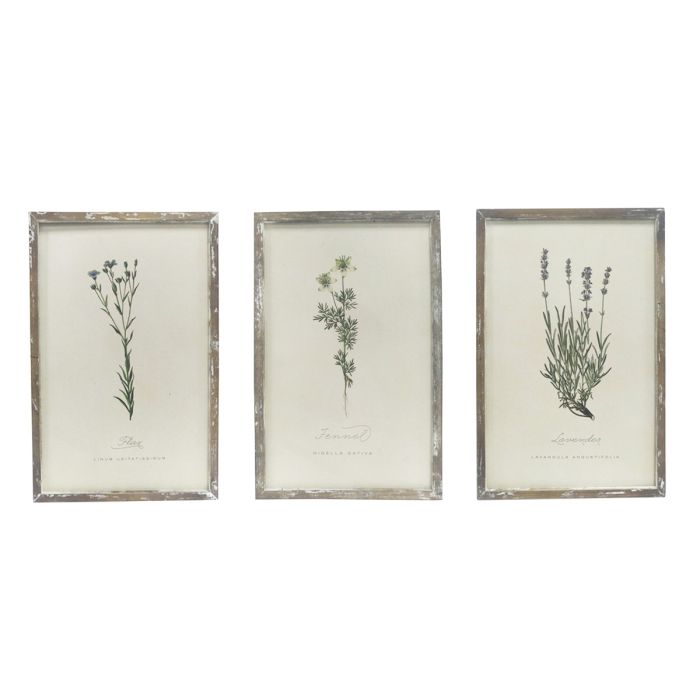 Bilder m.Blumendruck Set von 3