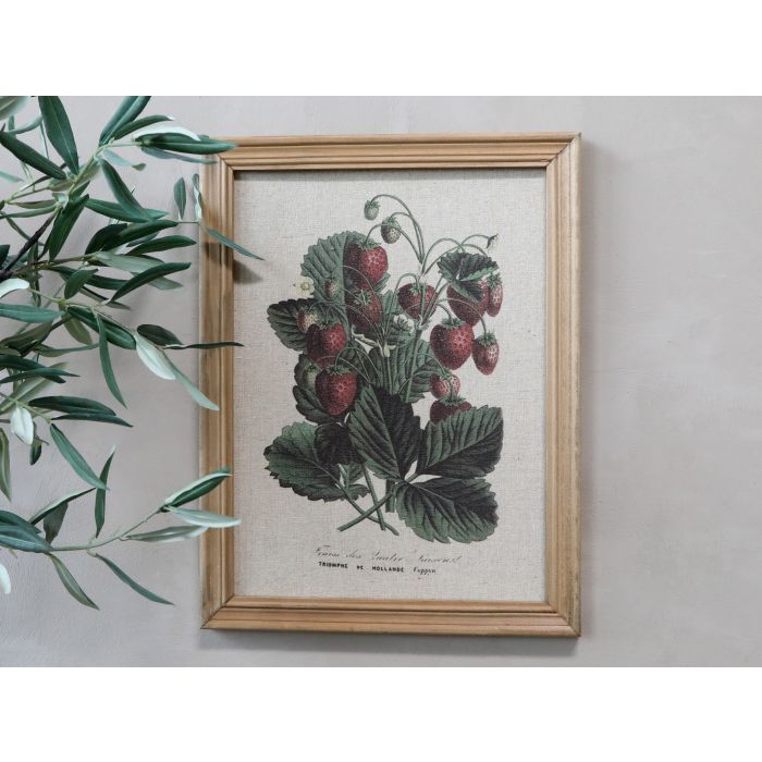 Billede m. jordbærmotiv & natur ramme