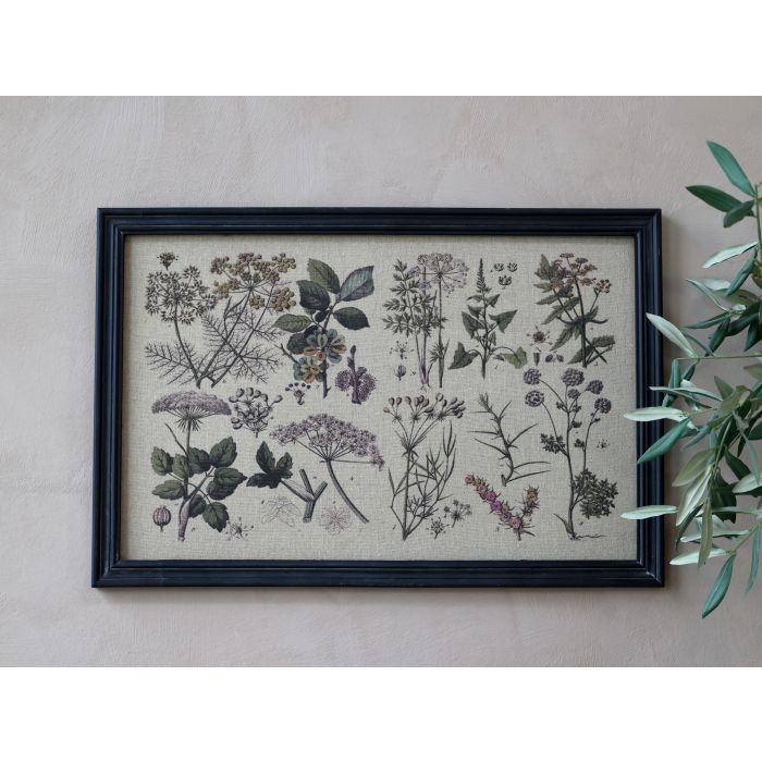 Billede m. blomsterprint & sort ramme