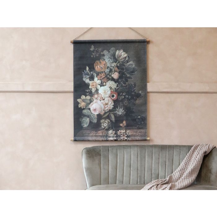 Lærred til ophæng m. blomsterprint