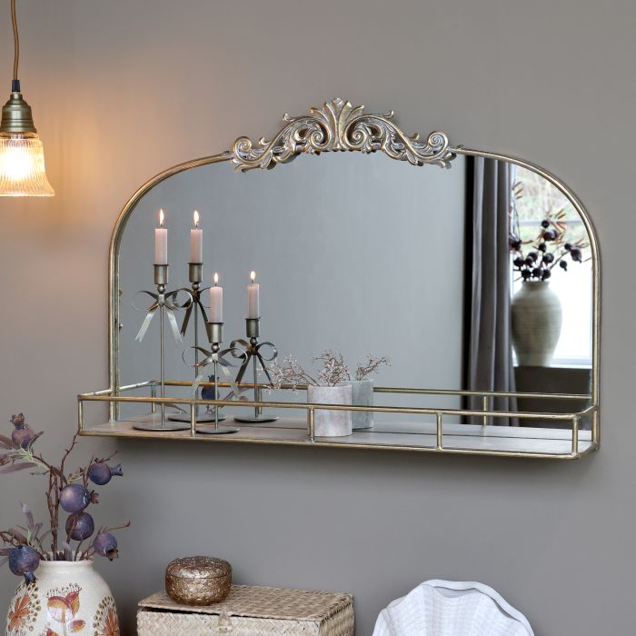 Miroir avec étagère et décor