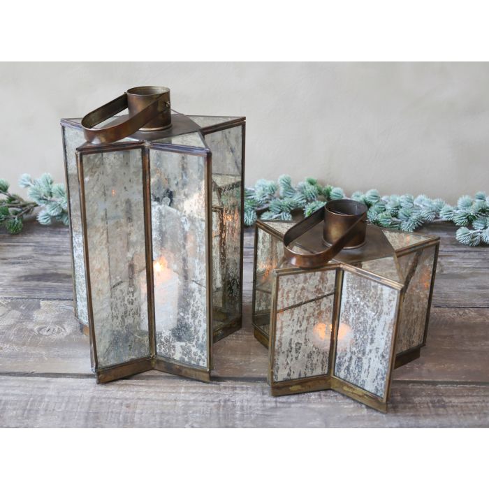 Lantern star w. antique glass