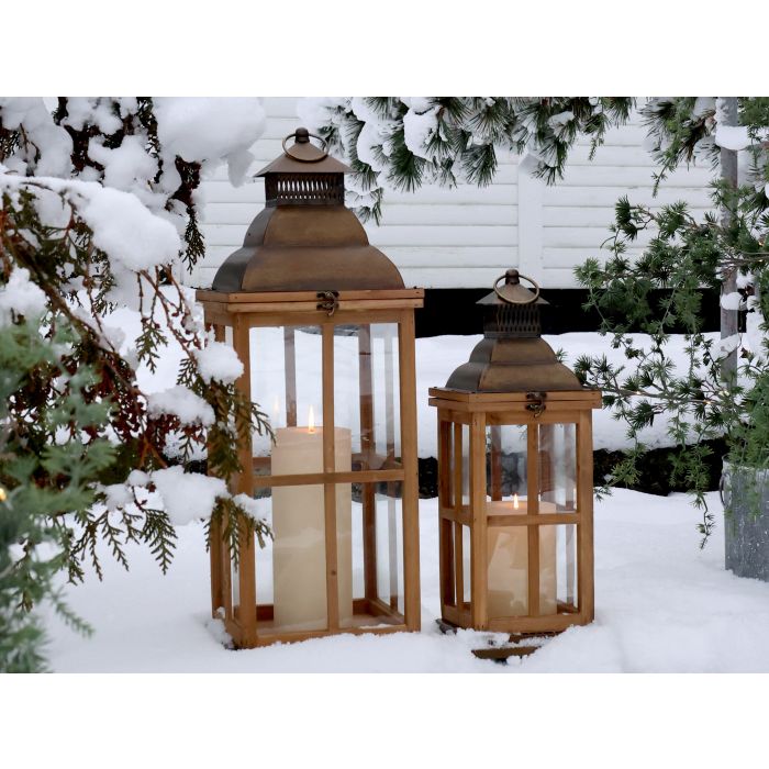 Lanterne m. dekor sæt af 2