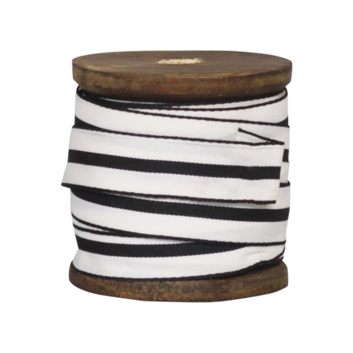 Ribbon striped on wooden spool 